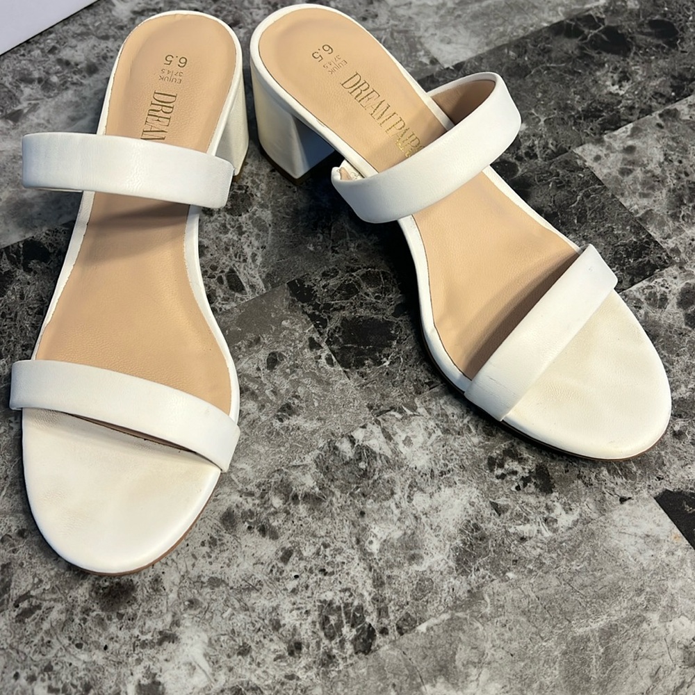 Dream Pairs White Block Heel Sandals